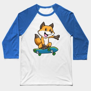 Fox as Skater with Skateboard Baseball T-Shirt